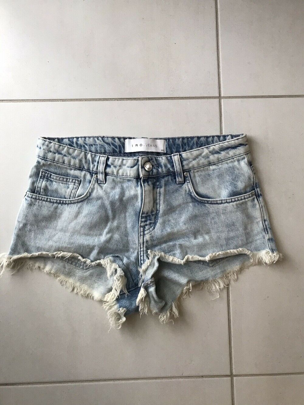IRO Jeans Distressed Low Rise Cut Off Denim Shorts